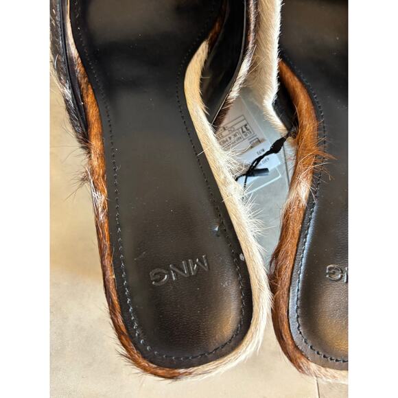 Mango MNG Women’s Leather Cow Print Mules Square Toe Size 6.5 Small Flaw - Picture 8 of 8